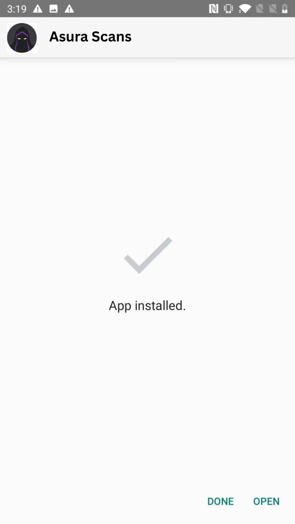 Asura Scans App Installed