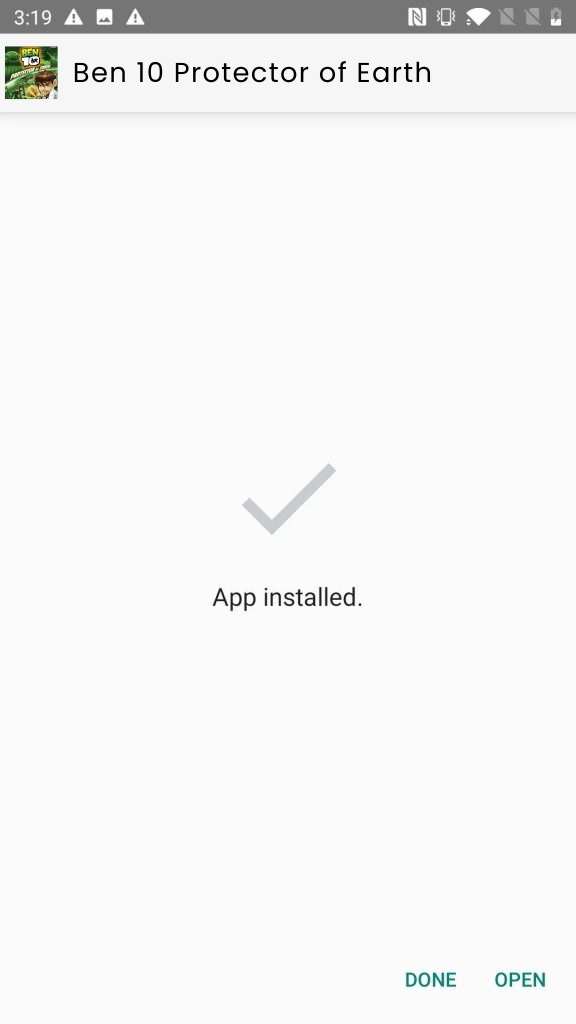 Ben 10 Protector of Earth App Installed